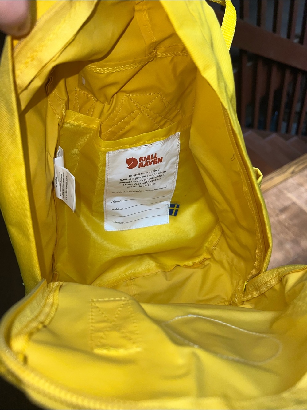 Fjallraven Kanken Mini Backpack in Bright Yellow with Red Logo - Picture 4 of 5
